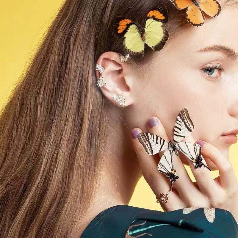 Gold alloyhigh-end Zircon Butterfly Earrings