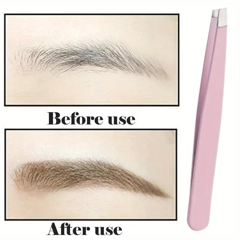 2Pcs Multipurpose Stainless Steel Eyebrow Tweezers