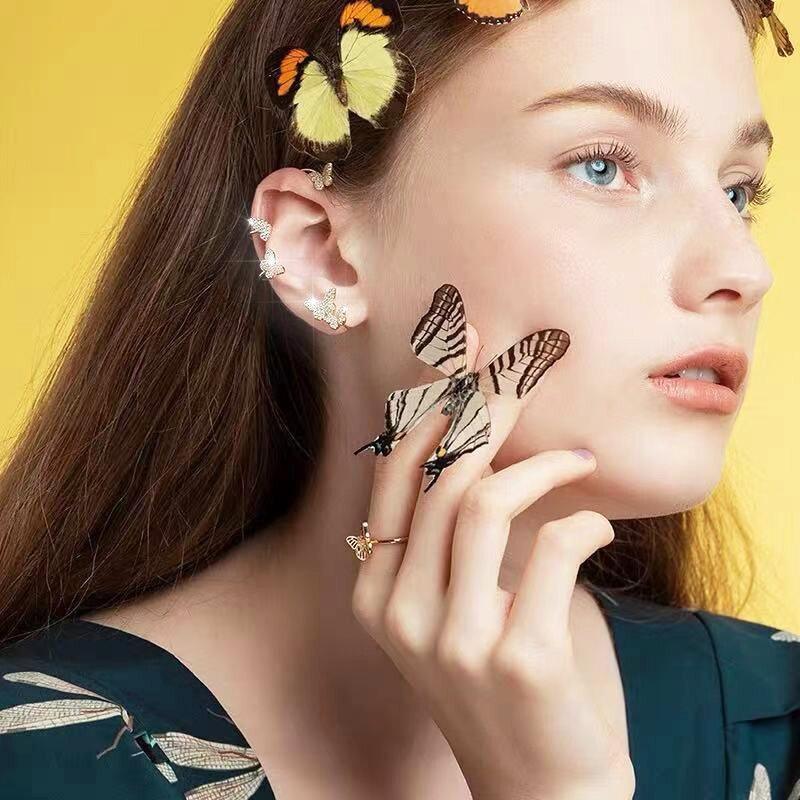 Gold alloyhigh-end Zircon Butterfly Earrings