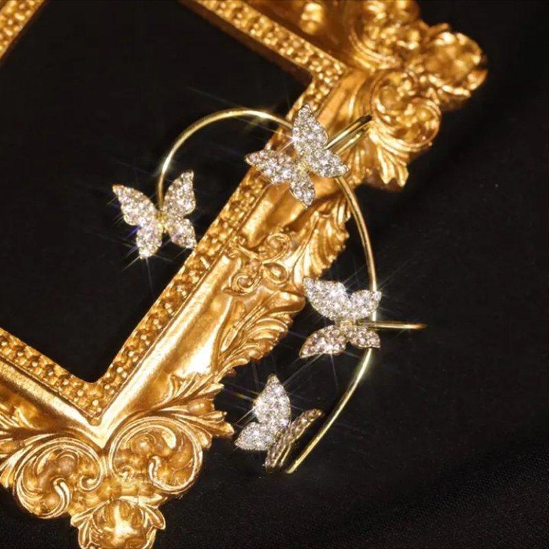 Gold alloyhigh-end Zircon Butterfly Earrings