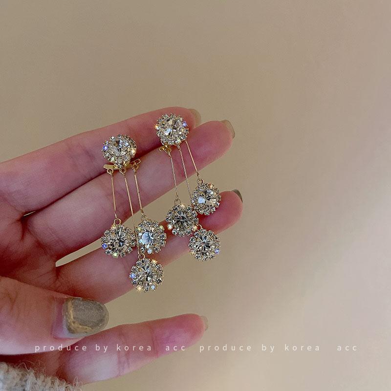 Round Diamond Korean Version Temperament Earrings