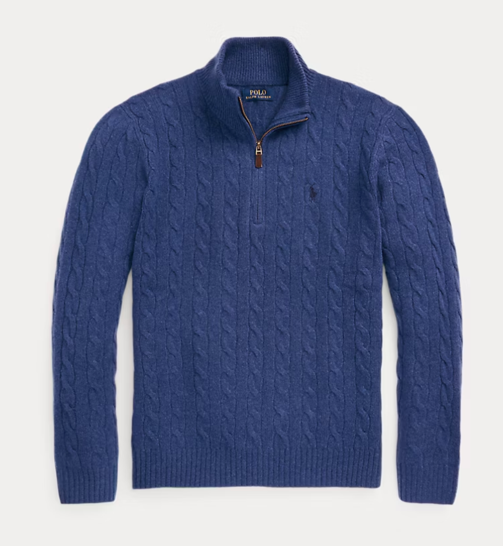 ⏳Time-Limited Special⏰ Polo Ralph Lauren Men's Cable Knit 1/4 Zip Sweater