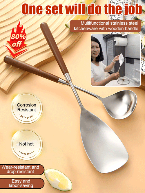 Multi-functional stainless steel ladleand spatula