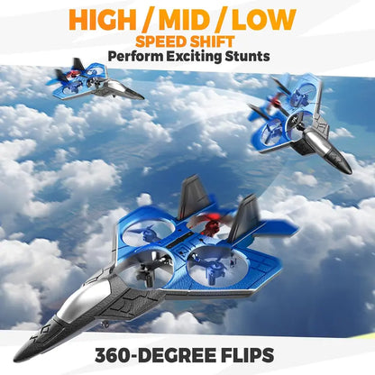 Foam Drone RC✈ Airplane for Kids and Beginners, Remote Control ✨Plane Fighter Jet with LED Light, Auto Hovering, 360° Flip