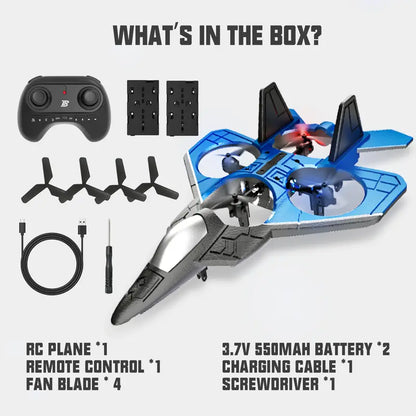 Foam Drone RC✈ Airplane for Kids and Beginners, Remote Control ✨Plane Fighter Jet with LED Light, Auto Hovering, 360° Flip