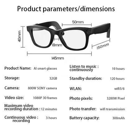 👓AI Smart Glasses – Speak, See, Record Smarter📷