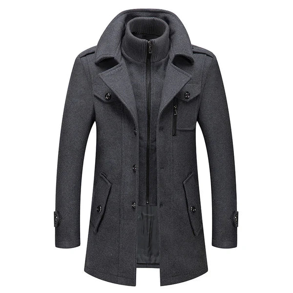 Winter Men Classic Trench Coat Jackets Mens Long Trench Slim Fit Overcoat Blends Wool Warm Outerwear Windbreaker