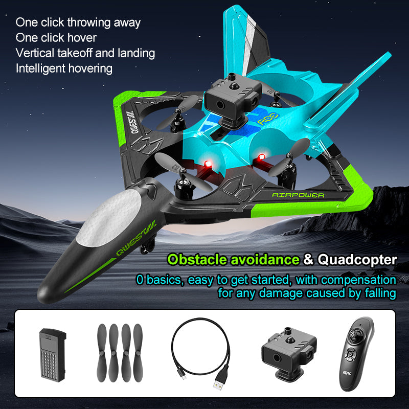 Foam Drone RC✈ Airplane for Kids and Beginners, Remote Control ✨Plane Fighter Jet with LED Light, Auto Hovering, 360° Flip