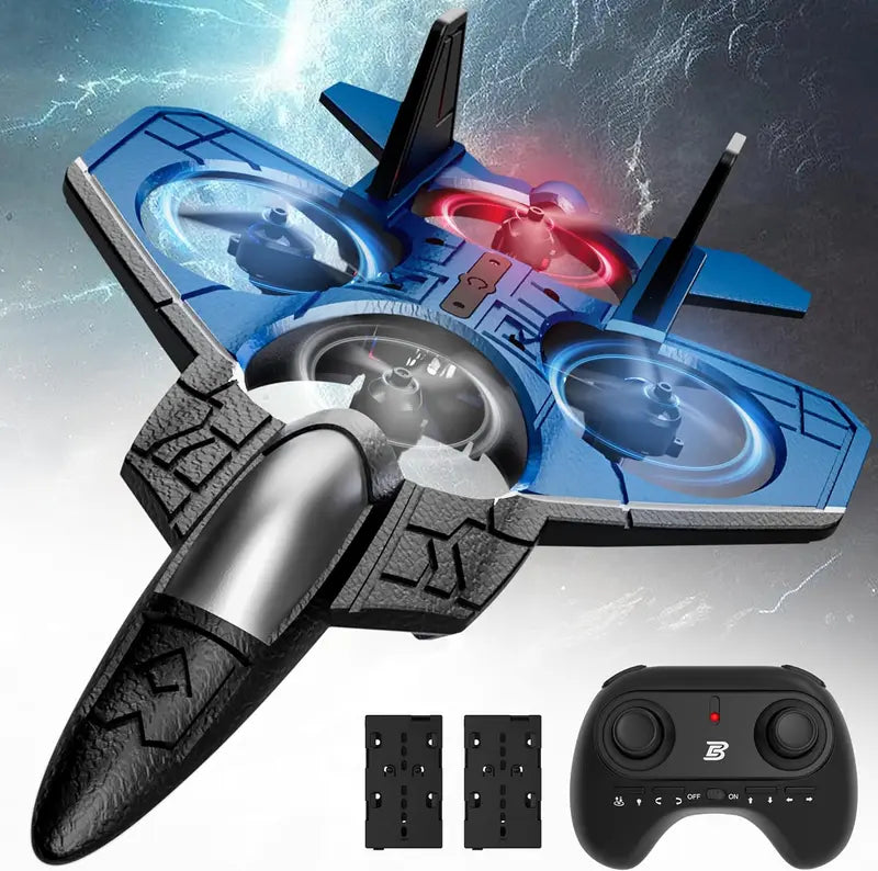 Foam Drone RC✈ Airplane for Kids and Beginners, Remote Control ✨Plane Fighter Jet with LED Light, Auto Hovering, 360° Flip