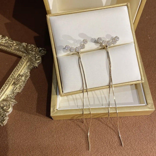 Five Diamonds Long Tassel Earrings  light luxury Splittable