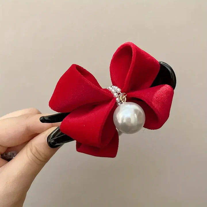 Elegant Faux Pearl Bowknot Decorative Hair Clip