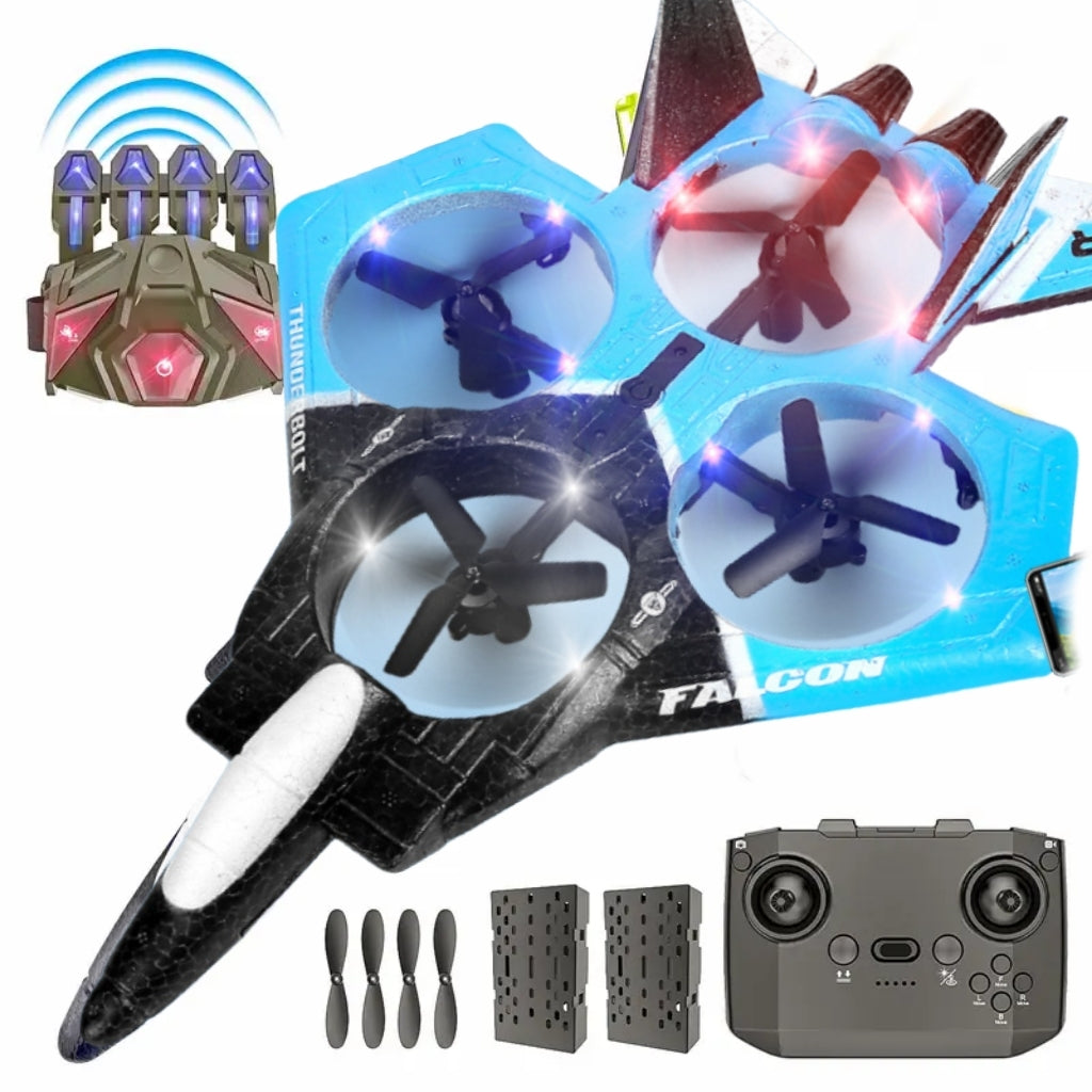 Foam Drone RC✈ Airplane for Kids and Beginners, Remote Control ✨Plane Fighter Jet with LED Light, Auto Hovering, 360° Flip
