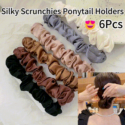 Silky Scrunchies Ponytail Holders（6Pcs）