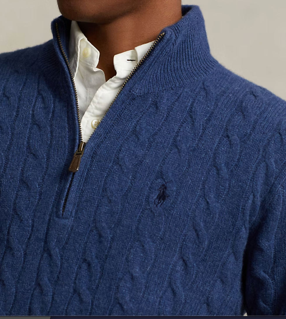 ⏳Time-Limited Special⏰  Polo Ralph Lauren Men's Cable Knit 1/4 Zip Sweater