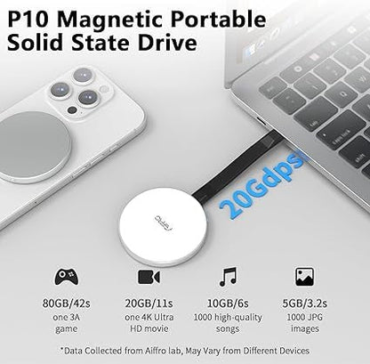 P10 Magnetic PSSD 1TB，for iPhone & Android MagSafe Portable SSD, Upto 2000MB/s-Type-C, SM2320