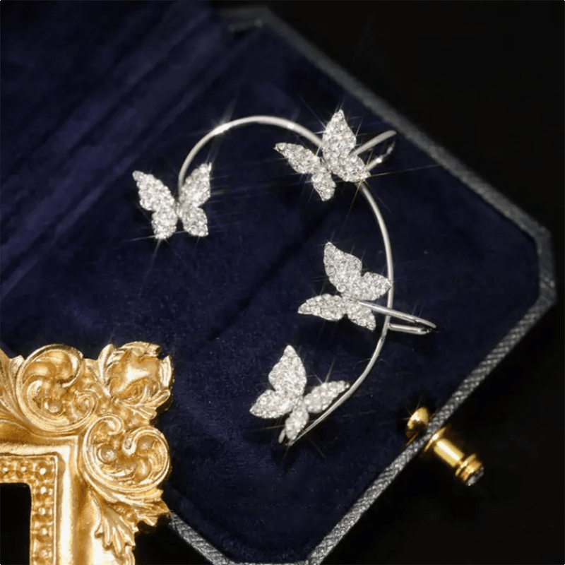 Gold alloyhigh-end  Zircon Butterfly Earrings