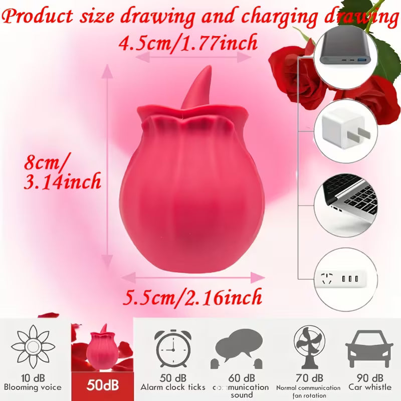 Rose Shape Rechargeable Personal Massager with Multiple Vibration Modes