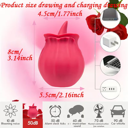 Rose Shape Rechargeable Personal Massager with Multiple Vibration Modes