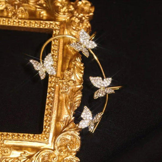 Gold alloyhigh-end  Zircon Butterfly Earrings