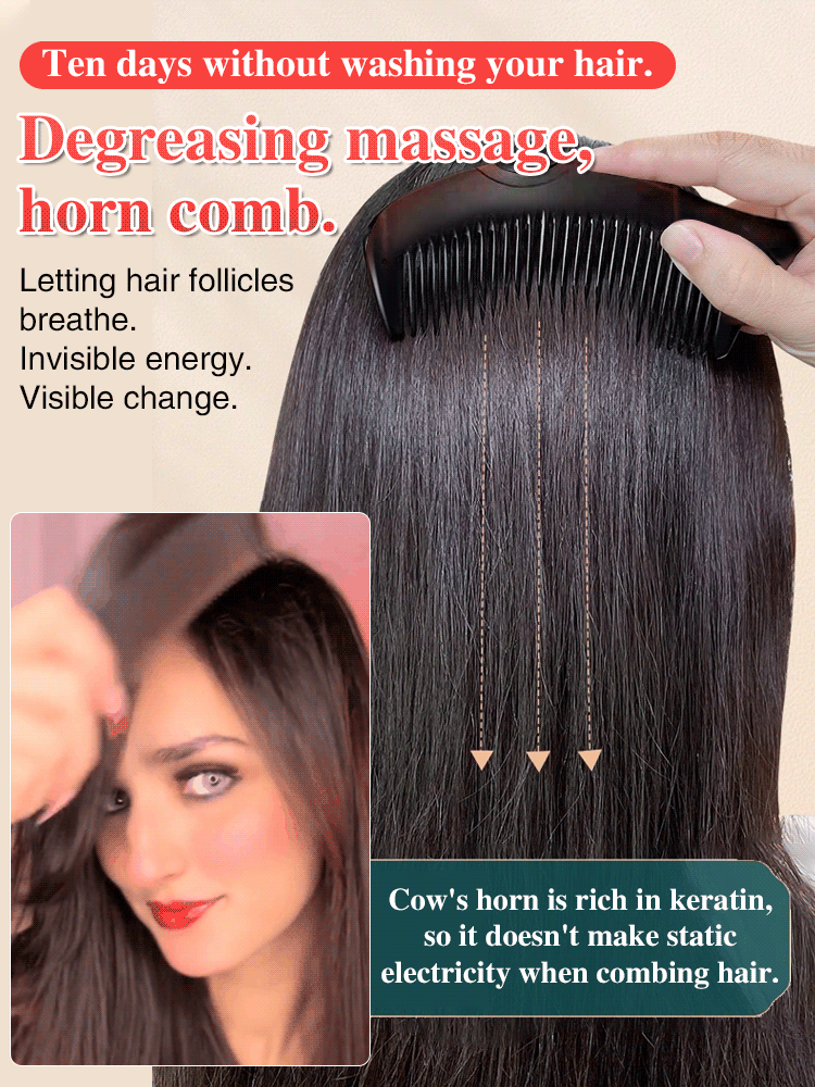 [Ten days without washing hair] Oil removal massage cow horn comb